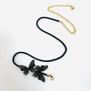 Black Butterfly Rhinestone Belt Adjustable